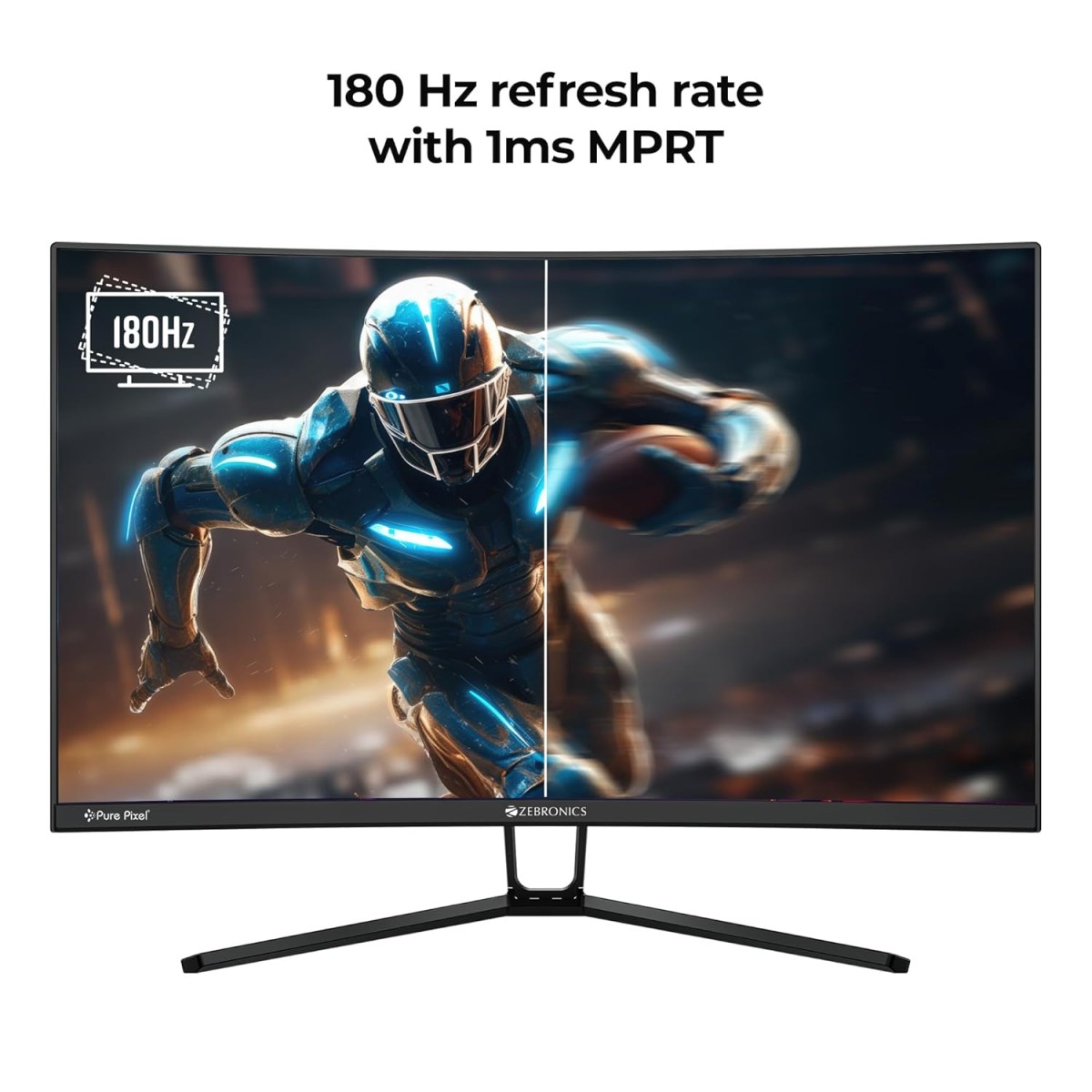ZEBRONICS N24A 24"(60.4 cm) Gaming Monitor, FHD 1920x1080, IPS-Antiglare Display, 280Nits, 180Hz, 1ms MPRT, HDR10, 99% sRGB, Adaptive Sync, 1 x DP | 1 x HDMI | 1 x 3.5mm