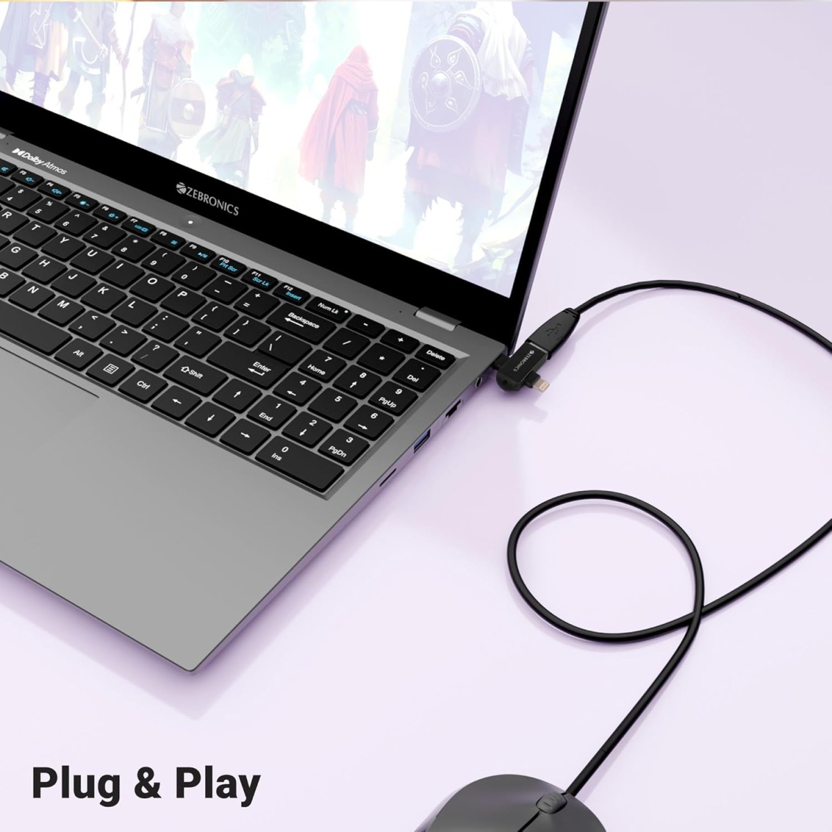 ZEBRONICS OTG2, 2 in 1 Lightning | Type C - USB OTG Converter, USB 3.0, Backward Compatible, Speeds Upto 5Gbps, Compatible with iPhone, iPad, Android, Laptop