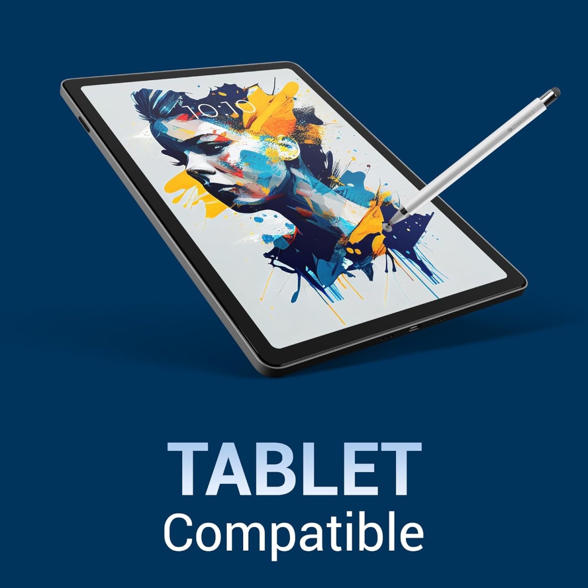 ZEBRONICS Stylus for iOS, Android, Windows, Smartphones, Tablets, with Double Side (Mesh + Disc Type), Replaceable Nib, Capacitive Pen