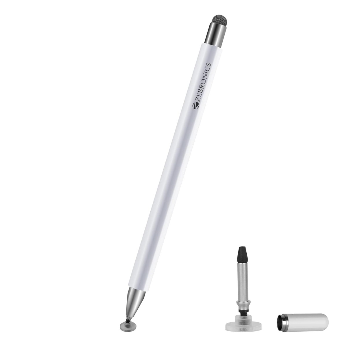 ZEBRONICS Stylus for iOS, Android, Windows, Smartphones, Tablets, with Double Side (Mesh + Disc Type), Replaceable Nib, Capacitive Pen