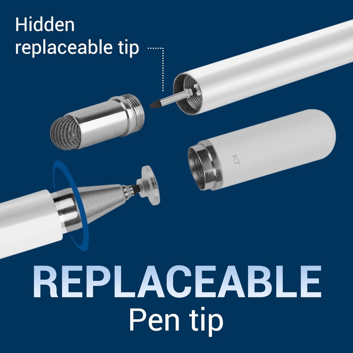 ZEBRONICS Stylus for iOS, Android, Windows, Smartphones, Tablets, with Double Side (Mesh + Disc Type), Replaceable Nib, Capacitive Pen