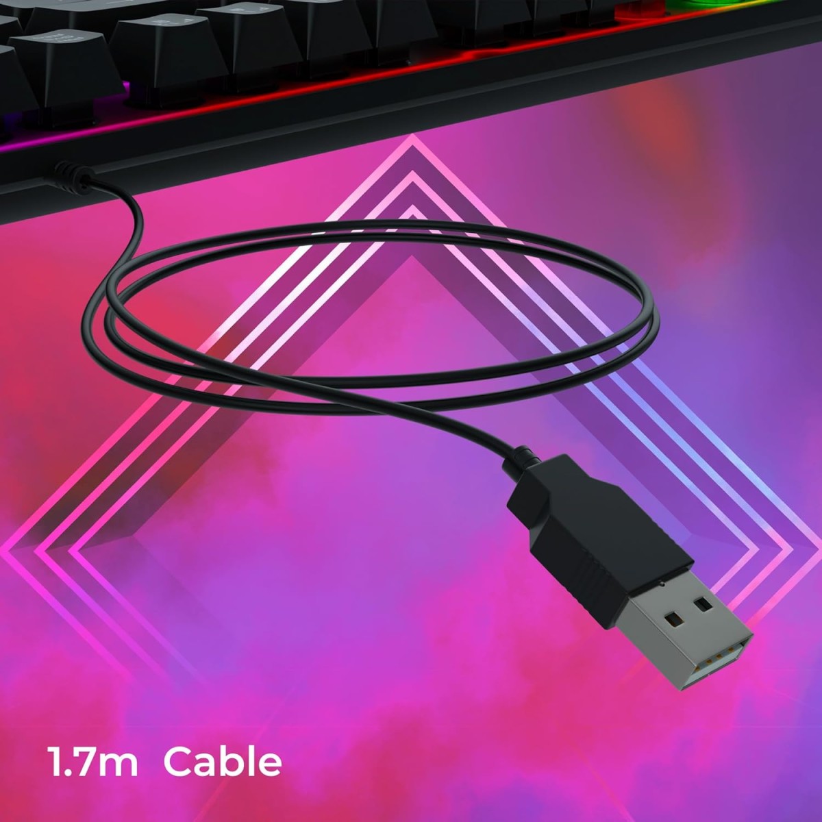 ZEBRONICS Transformer K1 Premium Gaming Keyboard with 104 Keys, 1.7m Cable, Laser Keycaps, Multi Color LED Modes, Integrated Multimedia Keys, All Keys Enable/Disable Function