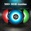 ZEBRONICS ZEB-PGF500C 120mmx3 Premium Chassis ARGB Fans Combo Kit with RGB Controller, Remote, 35CFM Airflow, RGB Sync, Hydro Bearing, Inner Glow with 8 LEDs, ARGB Extender and Dual 3 Pin Connector.