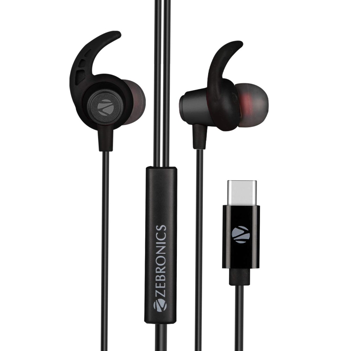 ZEBRONICS Zeb-Buds C in Ear Type C Wired Earphones with Mic Red