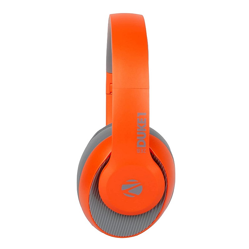 ZEBRONICS Zeb-DUKE1 Wireless  5.0  Headphone with   34Hrs* Battery Backup, Dual Pairing, Media & Volume Control h mic (Orange with Grey)