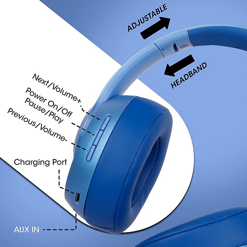 ZEBRONICS Zeb-DUKE1 Wireless  5.0  Headphone with   34Hrs* Battery Backup, Dual Pairing, Media & Volume Control h mic (Orange with Grey)