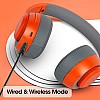 ZEBRONICS Zeb-DUKE1 Wireless  5.0  Headphone with   34Hrs* Battery Backup, Dual Pairing, Media & Volume Control h mic (Orange with Grey)