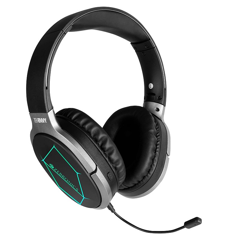 ZEBRONICS Zeb-Envy Bluetooth Wireless Over Ear Headphones with Mic with 33 hrs Playback time, Breathing RGB Lights and (Black)