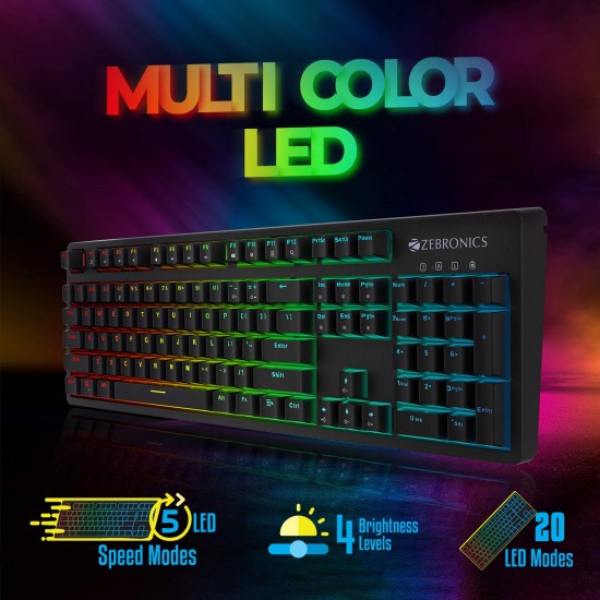 Zebronics Zeb-Max Plus V2 Premium Mechanical Keyboard with 104 Tactile Switch Keys