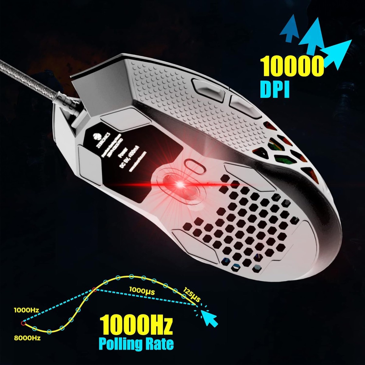 ZEBRONICS Zeb-PHOBOS PRO 6-Button High Performance Wired Gaming with 10000 DPI Sensor