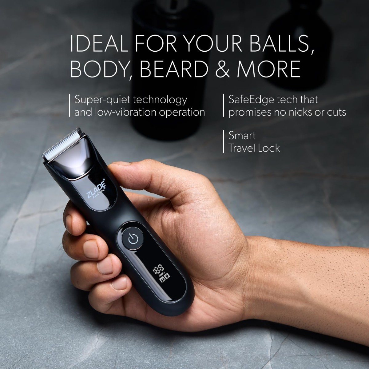 ZLADE Ballistic Pro Full Body Trimmer Electric Shaver For Men|Beard,Body,Balls,Pubic Hair,Private Parts | Ipx7 Waterproof,No Nicks Or Cuts | 1 Hour Non Stop Runtime | 5 Mins Usb C Fast Charging,Black
