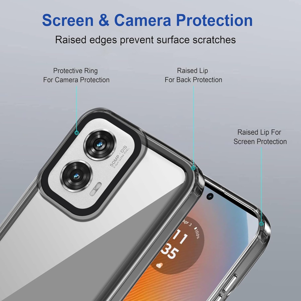 Zapcase Back Case Cover for Motorola Edge 50 Fusion | Compatible for Motorola Edge 50 Fusion Back Cover | Case Cover with Camera Protection | (TPU + PC | Translucent Black)