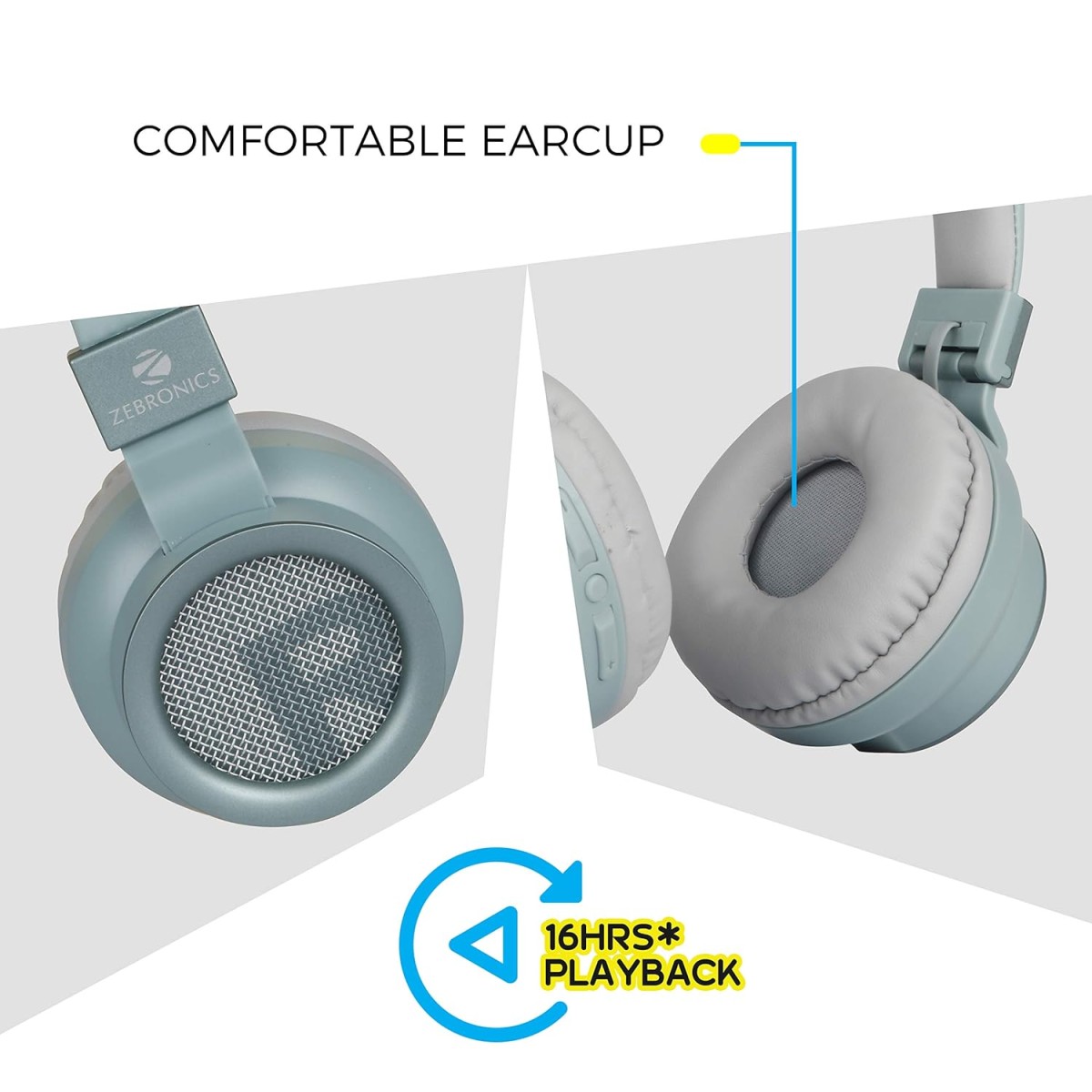 Zebronics-Bang over the ear headphones with Foldable Design and Bluetooth v5.0 headphones