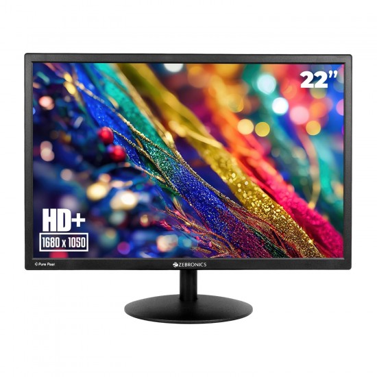 Zebronics Ea122 Led Monitor with Hd+ 1680X1050, 2000000:1 Contrast Ratio (Dynamic), 250Cd/M² Brightness (Max), Wall Mountable, Dual Input Hdmi & Vga, 16:10 Aspect Ratio, 16.7M Colors, Black