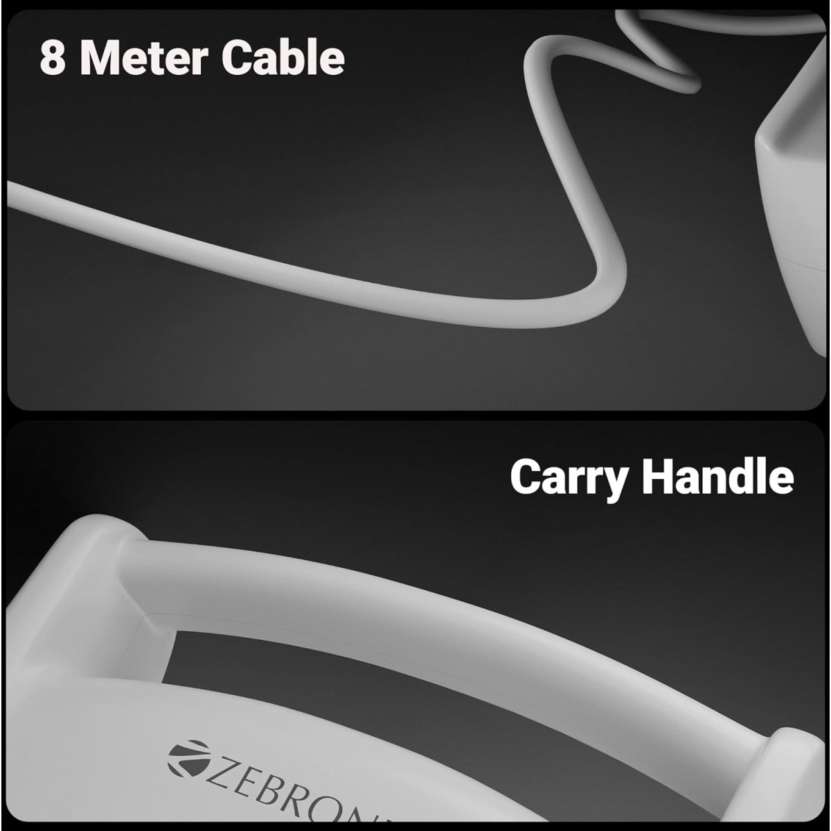 Zebronics Multi-Plug Power Extension Socket, 1500 Watts, 6 Amps, 3X Universal Socket, 8 Meter, Carry Handle, LED Indicator, On/Off Switch, for Office and Home Appliances (Power Block 138)