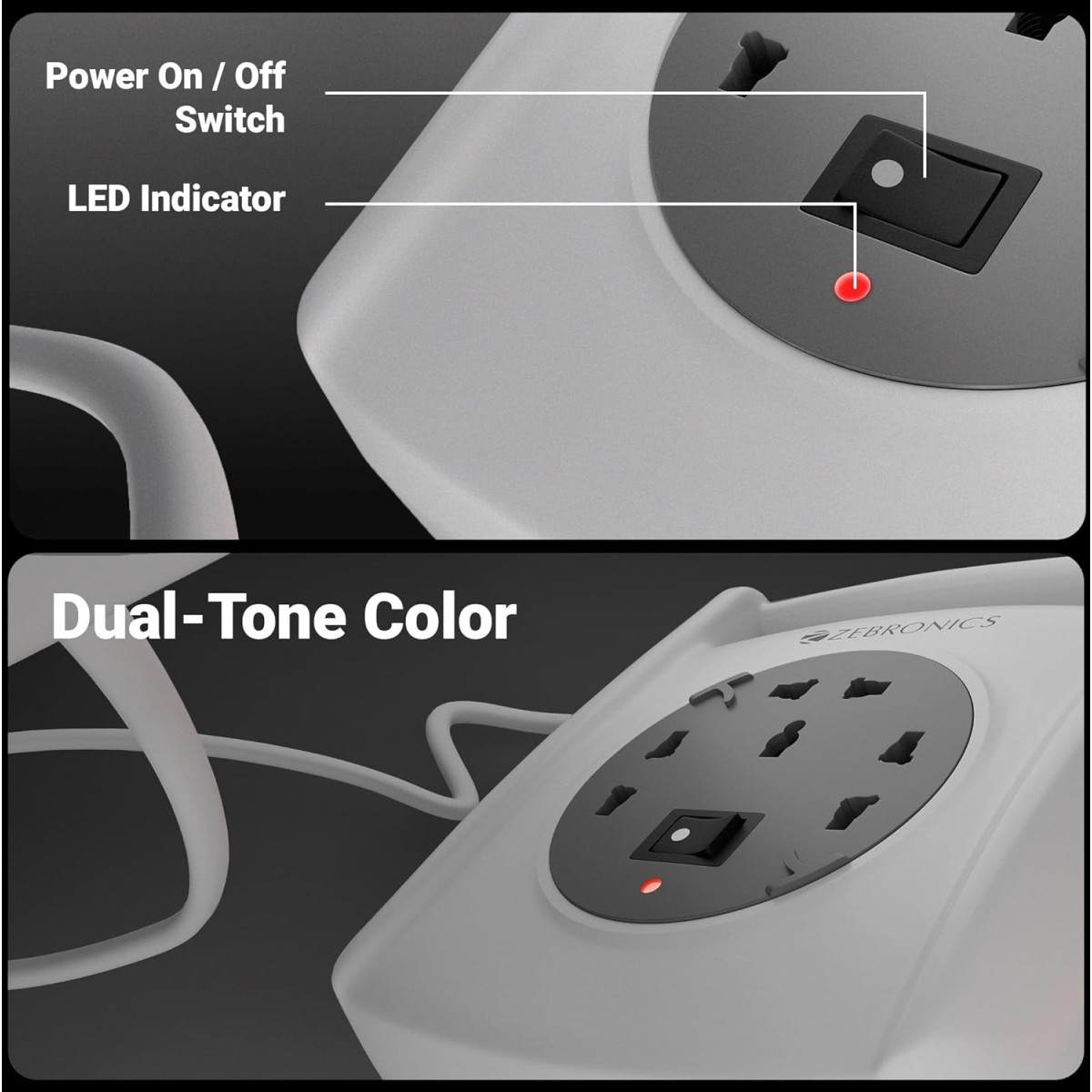 Zebronics Multi-Plug Power Extension Socket, 1500 Watts, 6 Amps, 3X Universal Socket, 8 Meter, Carry Handle, LED Indicator, On/Off Switch, for Office and Home Appliances (Power Block 138)