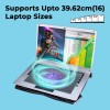 Zebronics NC2100 Laptop Cooling Stand with 125mm Fan, Silent Operation, LED Light, Supports up to 15.6 inch Laptops and Retractable Stand