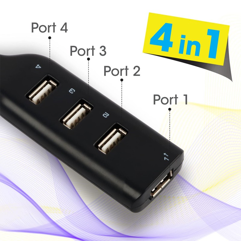 Zebronics ZEB-90HB USB Hub, 4 Ports, Pocket Sized, Plug & Play, for Laptop & Computers