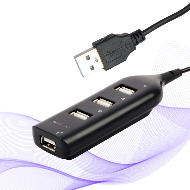 Zebronics ZEB-90HB USB Hub, 4 Ports, Pocket Sized, Plug & Play, for Laptop & Computers