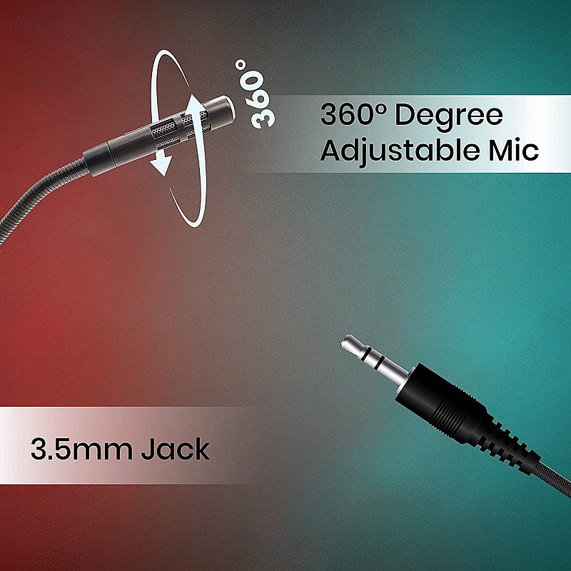 Zebronics ZEB-SM600 PRO Omnidirectional Desktop Microphone, 3.5mm Connector, Flexible Design, 2 Meter Braided Cable