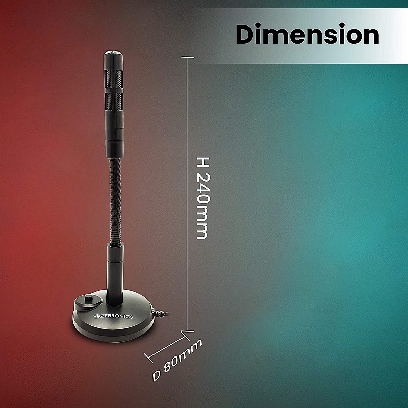 Zebronics ZEB-SM600 PRO Omnidirectional Desktop Microphone, 3.5mm Connector, Flexible Design, 2 Meter Braided Cable