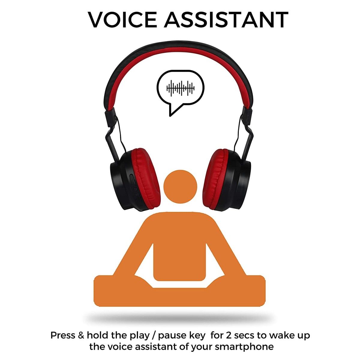 Zebronics Zeb-Bang Bluetooth Wireless Over Ear Headphones with Mic (Orange)