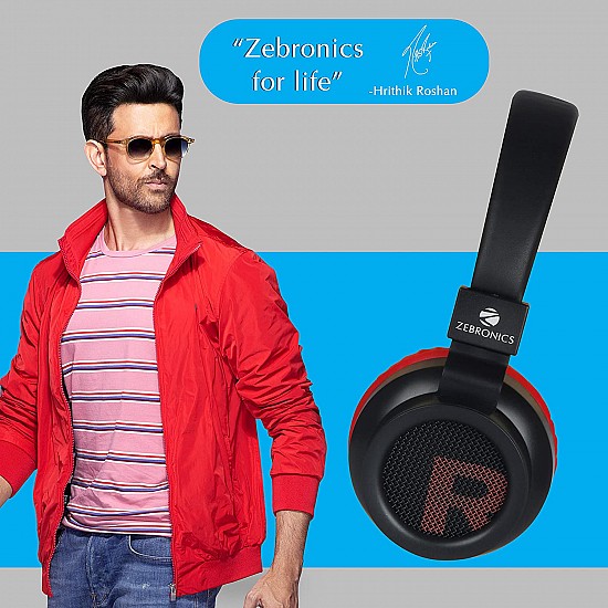 Zebronics Zeb-Bang Bluetooth Wireless Over Ear Headphones with Mic (Orange)