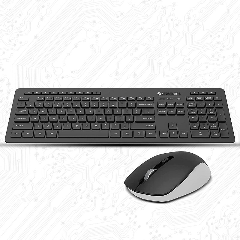 Zebronics Zeb-Companion 500 2.4GHz Wireless Keyboard & Mouse Combo, USB Nano Receiver, Chiclet Keys, Ultra Silent, Power On/Off Switch