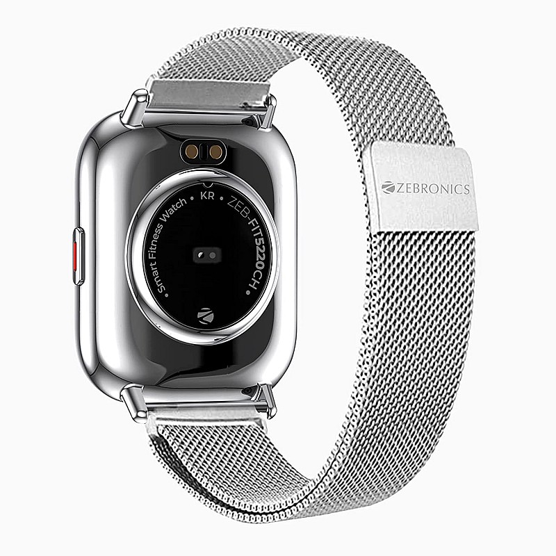 Zebronics Zeb-FIT5220CH Limited Edition Smart Fitness Watch IP68 Water Proof, 8 Sports Mode(Silver Rim + Metal Strap)