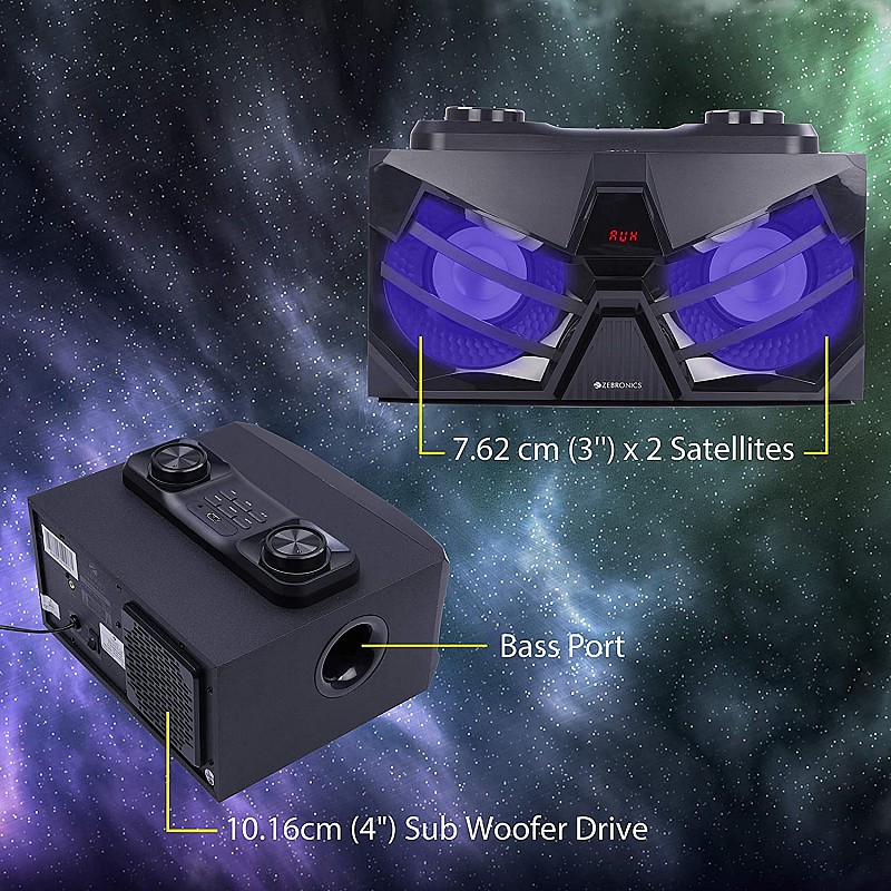 Zebronics Zeb-Space CAR 2.1 Boom Box with Bluetooth connectivity, USB Input, AUX Input and Fm Radio