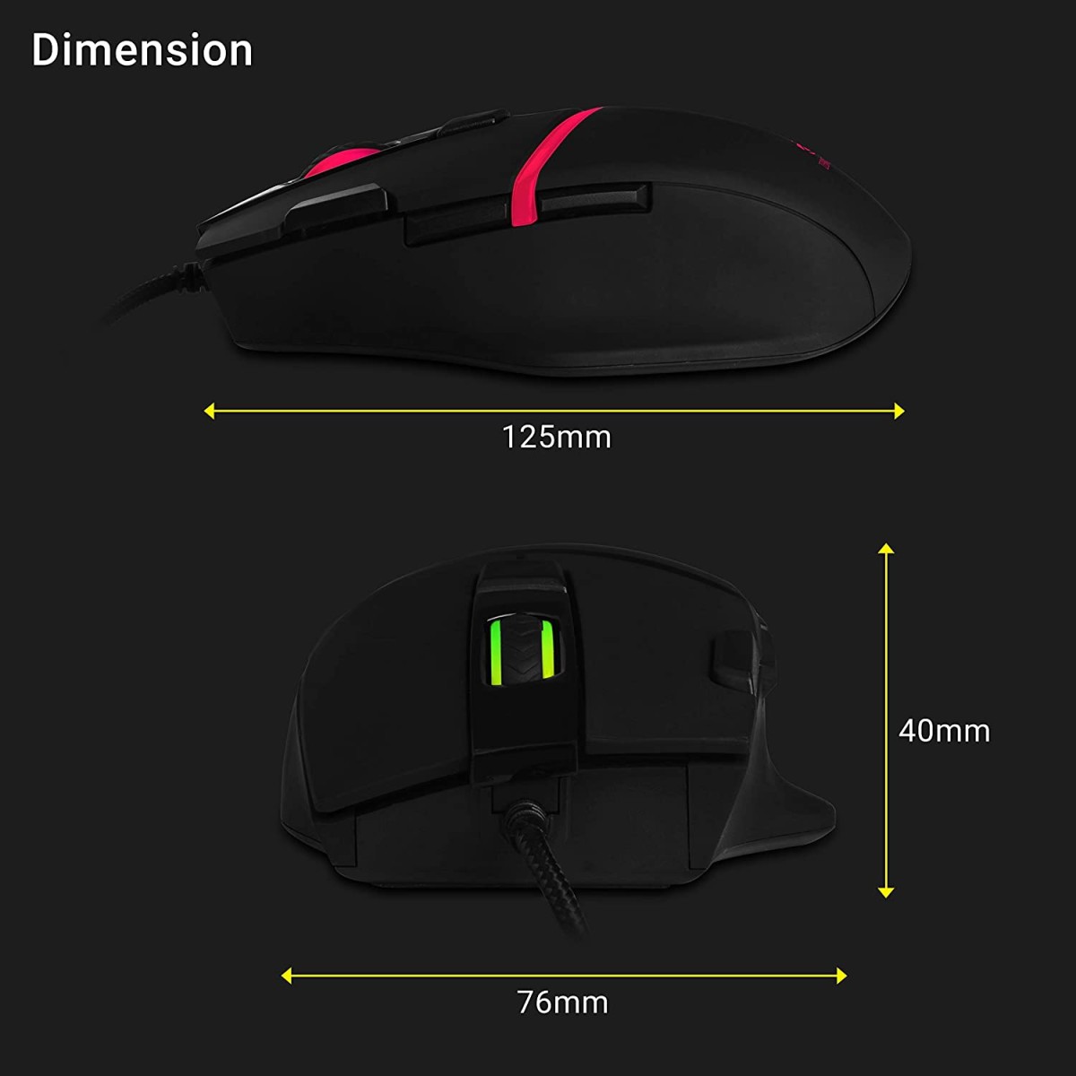 Zebronics Zeb Tempest - Premium USB Gaming Mouse with 7 Buttons, Upto 3200 DPI, RGB LED Modes and 1.8 Metre Braided Cable