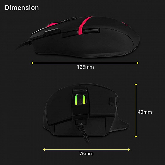 Zebronics Zeb Tempest - Premium USB Gaming Mouse with 7 Buttons, Upto 3200 DPI, RGB LED Modes and 1.8 Metre Braided Cable