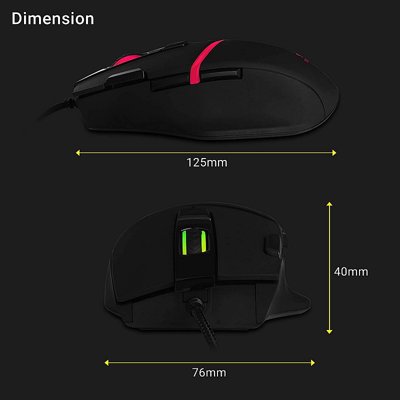 Zebronics Zeb Tempest - Premium USB Gaming Mouse with 7 Buttons, Upto 3200 DPI, RGB LED Modes and 1.8 Metre Braided Cable