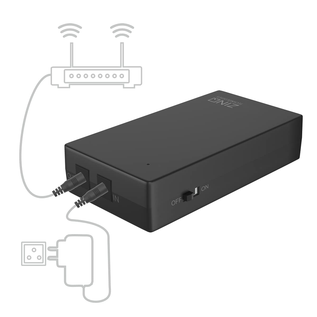 Zinq 12V 2A UPS for Router, Intercom, CCTV, Set-top Box with Upto 4 ...