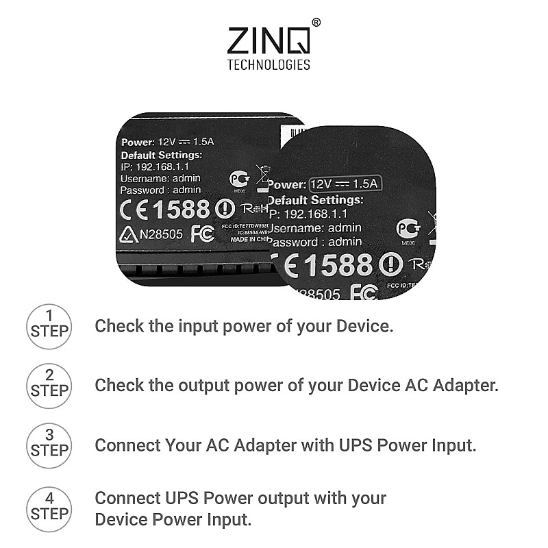 Zinq 12V 2A UPS for Router, Intercom, CCTV, Set-top Box with Upto 4 Hours Power Backup ZQ-6600 (Black)