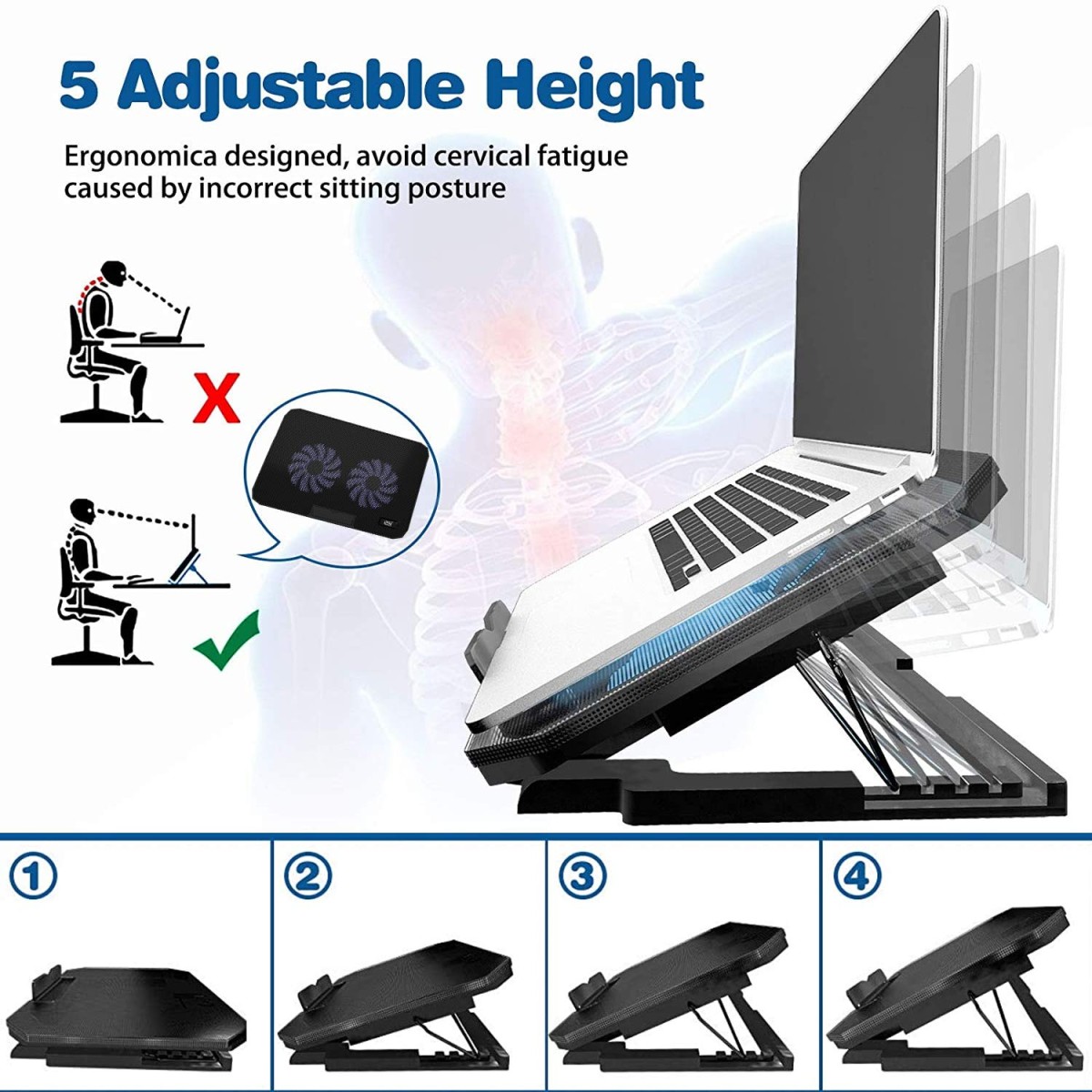 Zinq Cool Slate Dual Fan Cooling Pad for Notebook/Laptop with Dual USB Port(Black)