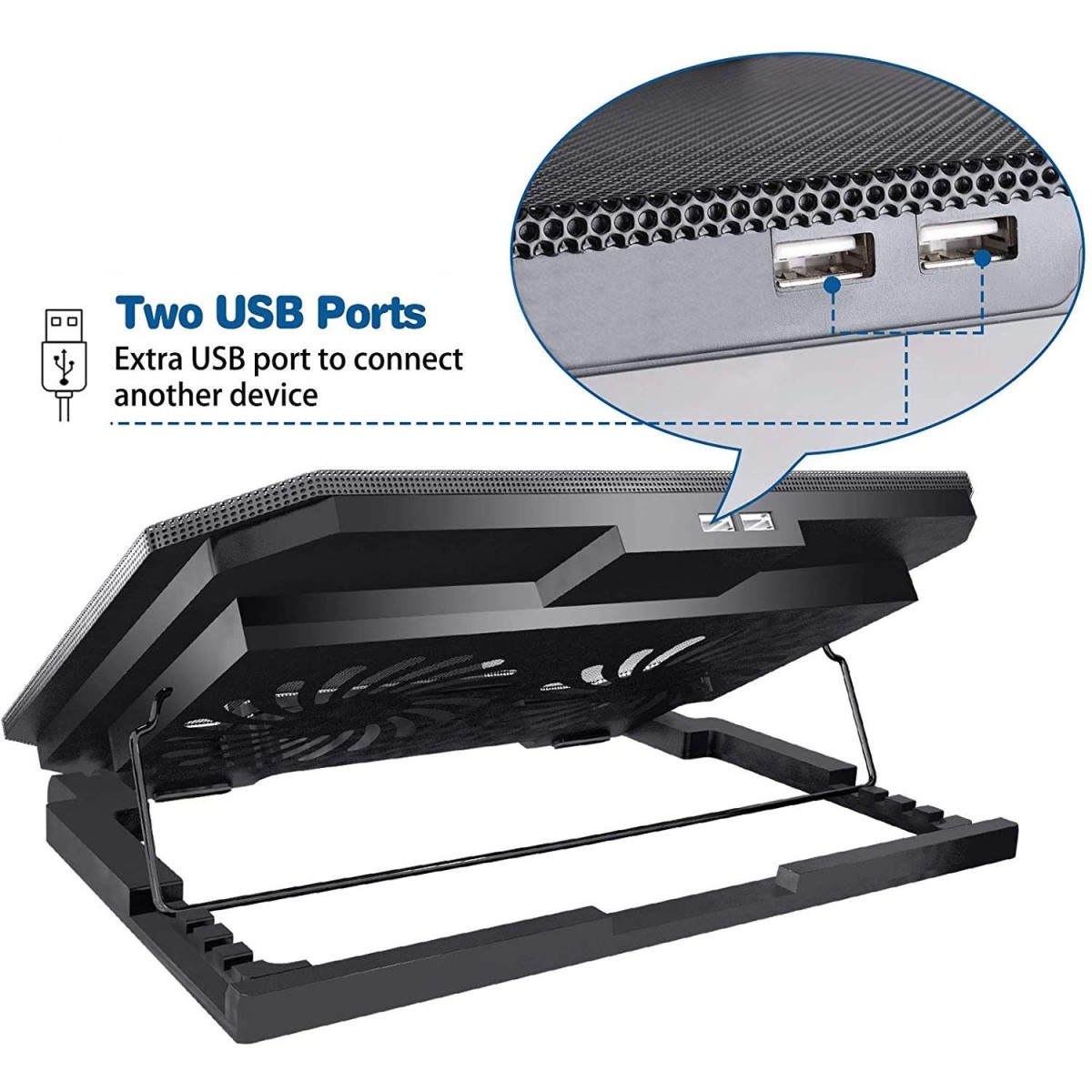 Zinq Cool Slate Dual Fan Cooling Pad for Notebook/Laptop with Dual USB Port(Black)