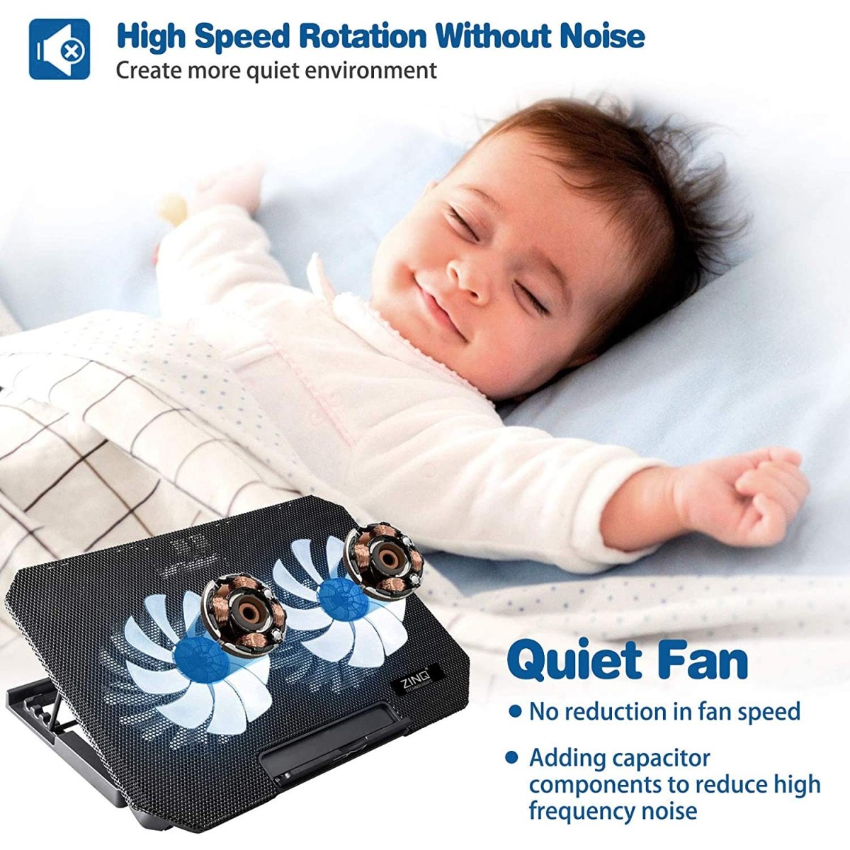 Zinq Cool Slate Dual Fan Cooling Pad for Notebook/Laptop with Dual USB Port(Black)