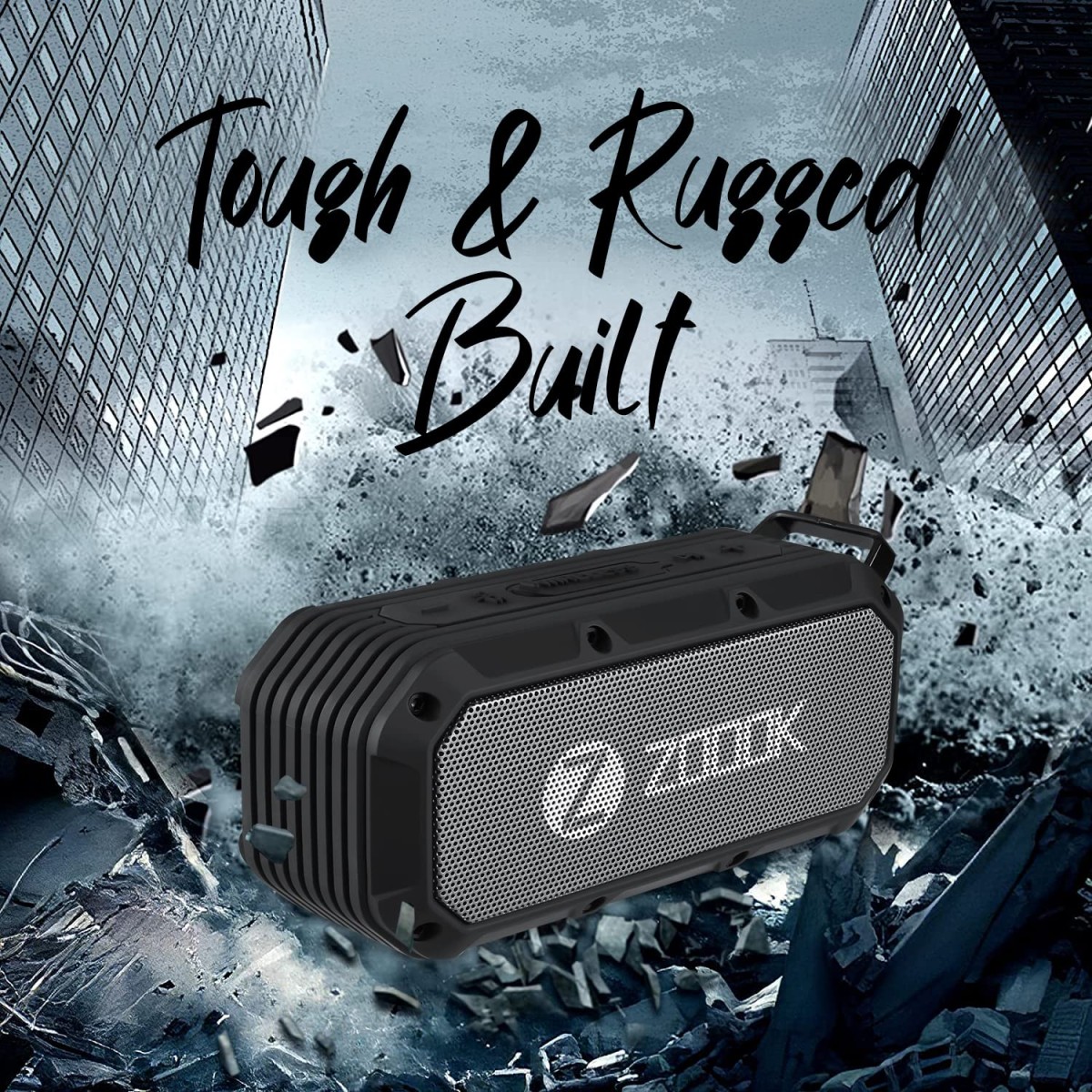 Zoook Bass Warrior 5W Bluetooth Speaker, 1200mAh Battery, USB Charging, Deep Bass, 52mm Drivers, Hands-Free Calling, Waterproof, Outdoor/Party (Black)