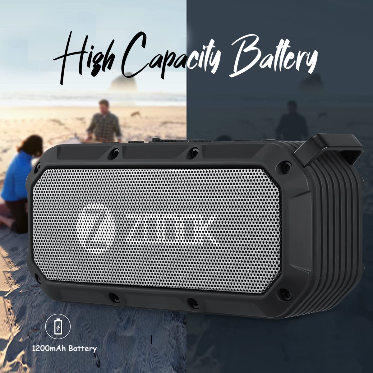 Zoook Bass Warrior 5W Bluetooth Speaker, 1200mAh Battery, USB Charging, Deep Bass, 52mm Drivers, Hands-Free Calling, Waterproof, Outdoor/Party (Black)