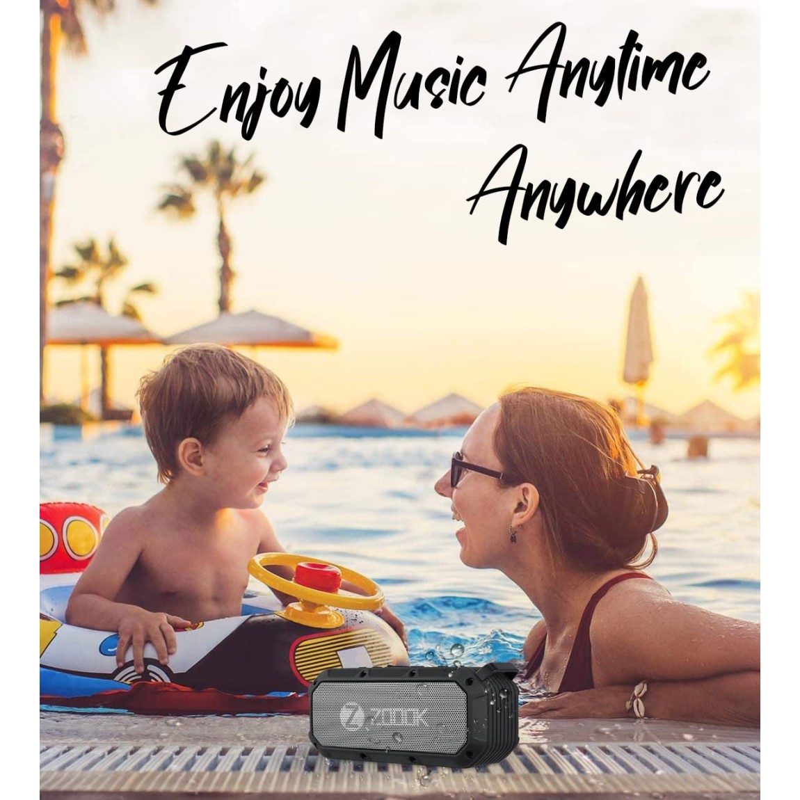 Zoook Bass Warrior 5W Bluetooth Speaker, 1200mAh Battery, USB Charging, Deep Bass, 52mm Drivers, Hands-Free Calling, Waterproof, Outdoor/Party (Black)