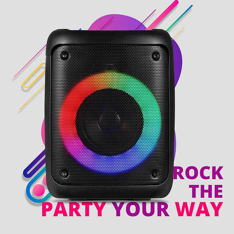 Zoook Music Blaster Bluetooth Party Speaker 14 watts Karaoke/USB/TF/AUX/Mic Input/RGB Lights/Bluetooth 5.0/Top Control Panel - (Black)