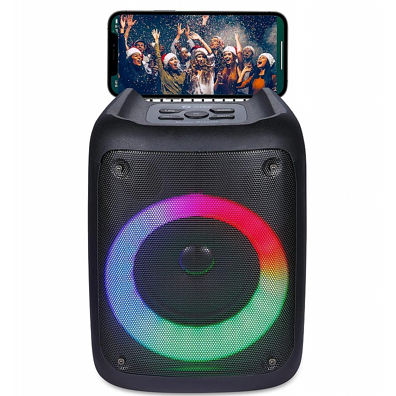 Zoook Music Blaster Bluetooth Party Speaker 14 watts Karaoke/USB/TF/AUX/Mic Input/RGB Lights/Bluetooth 5.0/Top Control Panel - (Black)