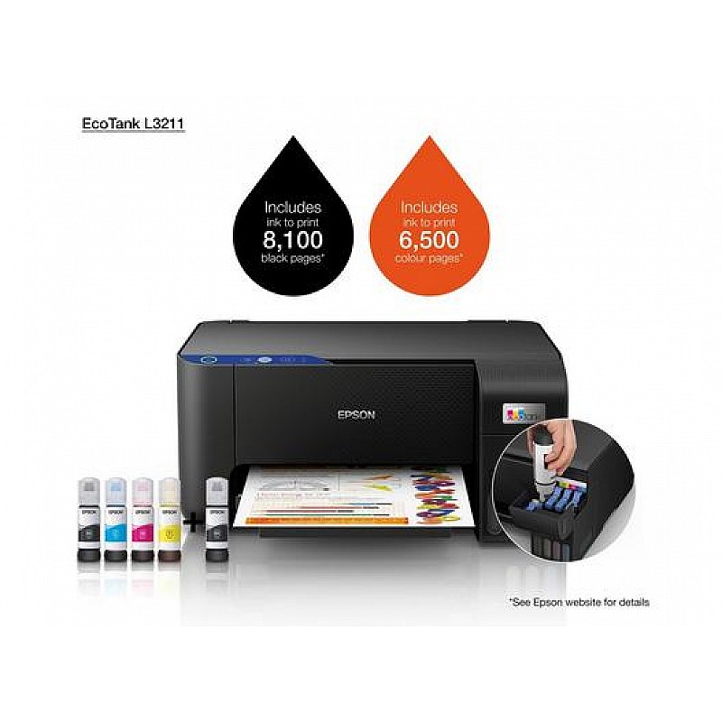 Epson EcoTank L3211 All-in-One Ink Tank Printer (Black)