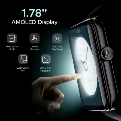 boAt Storm Plus with 1.78'' AMOLED Display, BT Calling, 100+ Sports Modes Smartwatch (Black Strap, Free Size) boAt Storm Plus with 1.78'' AMOLED Display, BT Calling, 100+ Sports Modes Smartwatch (Black Strap, Free Size)