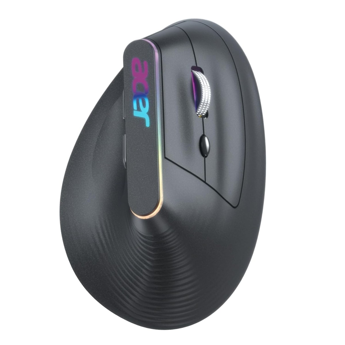 acer Ergo Vertical Wireless Mouse | Silent 6D Buttons & Scroll Wheel | 4 DPI Setting 1200-3200 | 2.4GHz + Bluetooth Dual Mode | Rechargeable 500mAh Battery | ABS I RGB Glow | Ergonomic Design I Grey