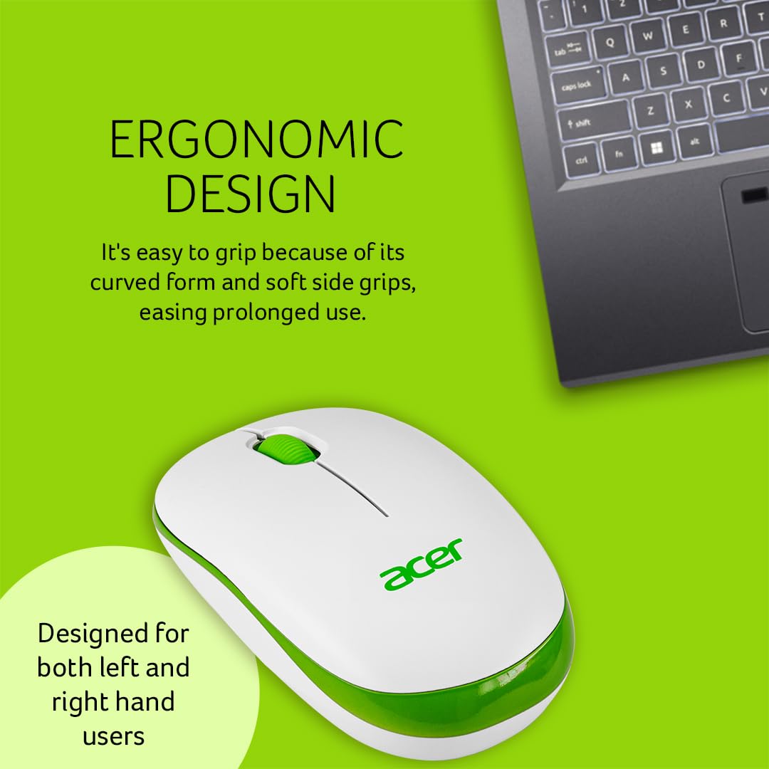 acer Flow Wireless Mouse | 1600 DPI Optical Sensor | 2.4GHz Wireless with USB Nano Receiver | Ergonomic Lightweight Design