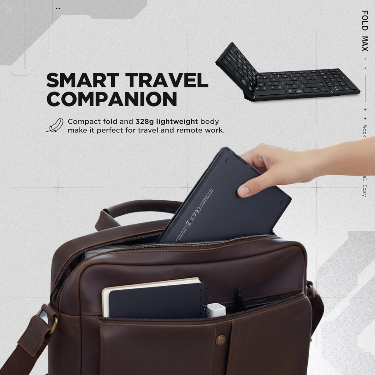 acer Fold Max | 99 Keys Full-Size Foldable Bluetooth Keyboard | BT 5.0 | Rechargeable 180mAh Battery | USB-C Fast Charging | 51H Use | Portable ABS Build | Black | Windows/Mac/Android Compatible