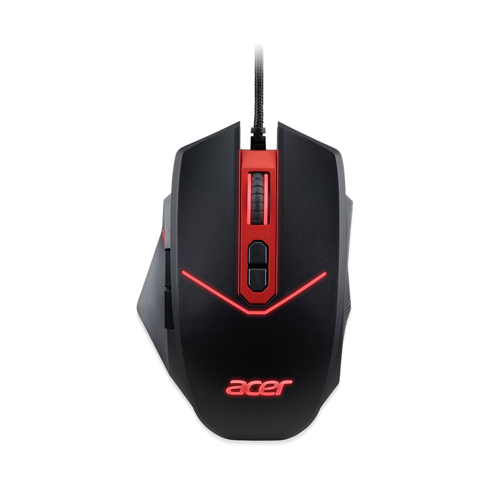 acer Nitro Ergo-Comfort Wired Optical Gaming Mouse II (4200 DPI/8 Buttons/RGB: 6 Color LED backlight/PAW3325 Sensor/Polling Rate 1MS/1000Hz) NMW120, Black