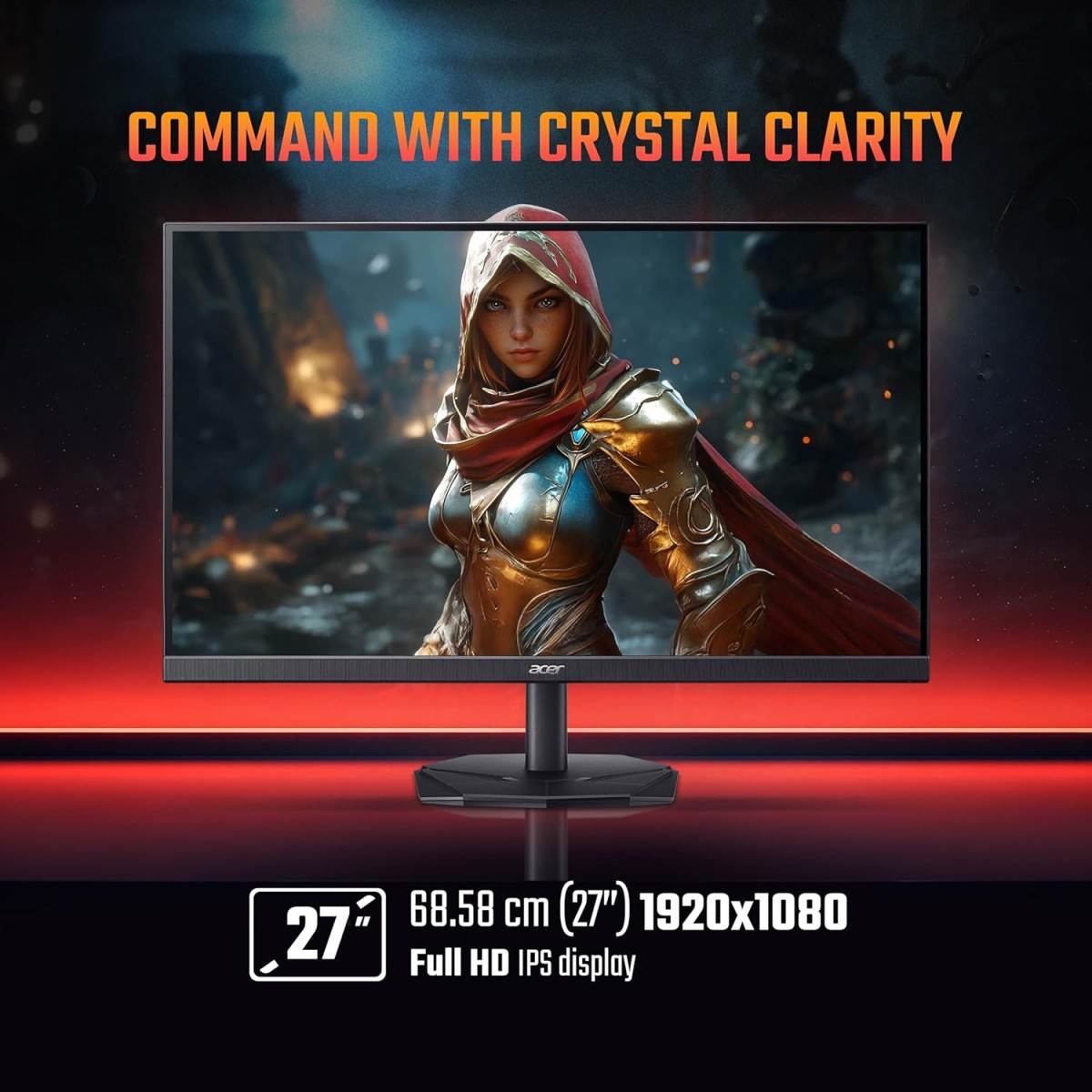 acer Nitro KG271 X1 27 Inch IPS Full HD Backlit LED Gaming Monitor I 0.5 MS Response I 200Hz Refresh Rate I SRGB 99%, HDR 10 I 2xHDMI, 1xDP I Stereo Speakers I AMD FreeSync Premium I Eye Care (Black)